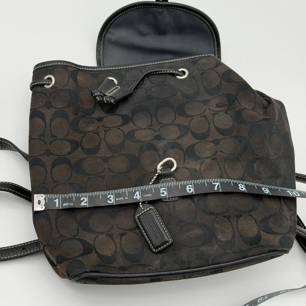 Coach Signature Monogram Canvas Leather Backpack Brown Black E05J-6618